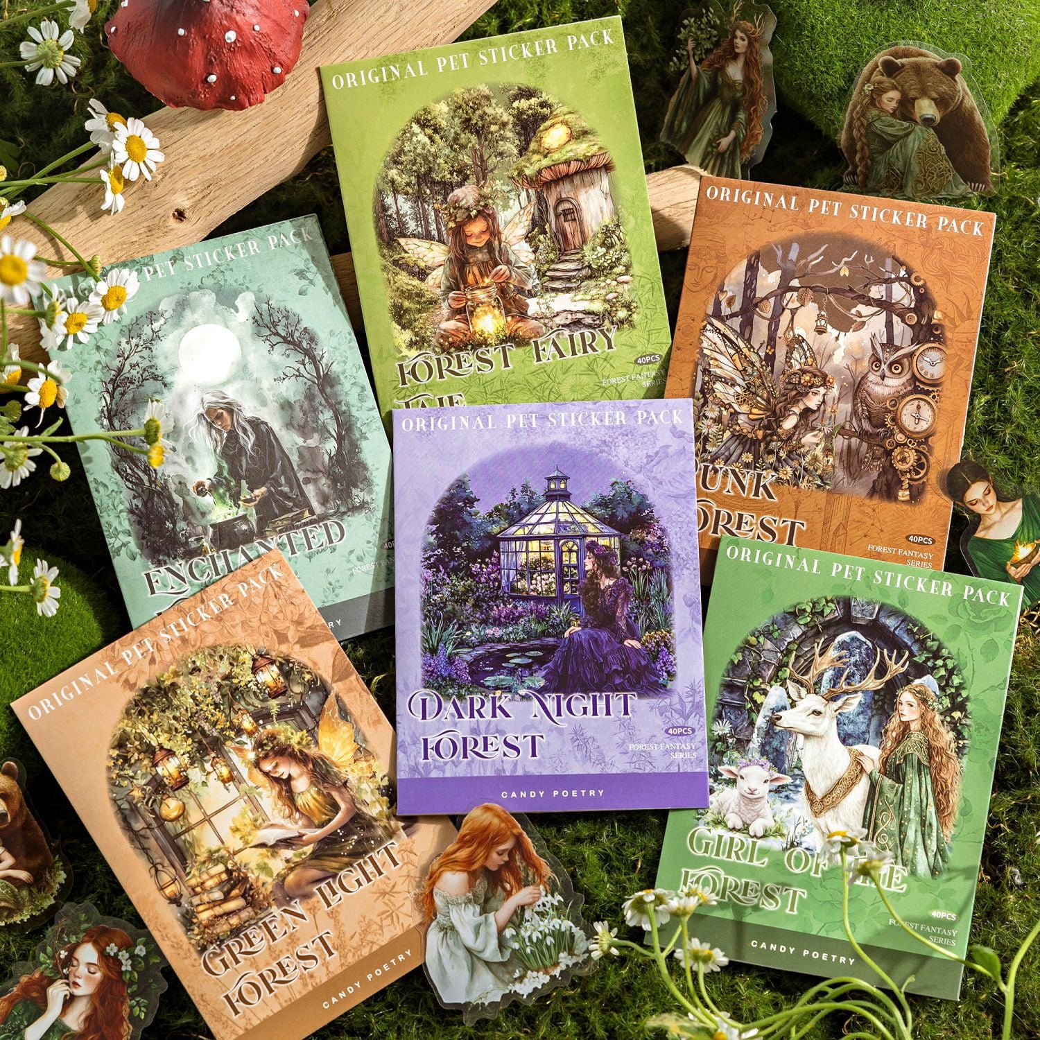 40 Pcs Fantasy Forest PET Stickers SLHX