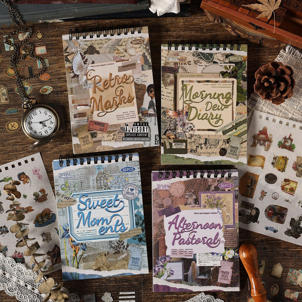 25 Sheets Vintage Journal Stickers Book GDSZ