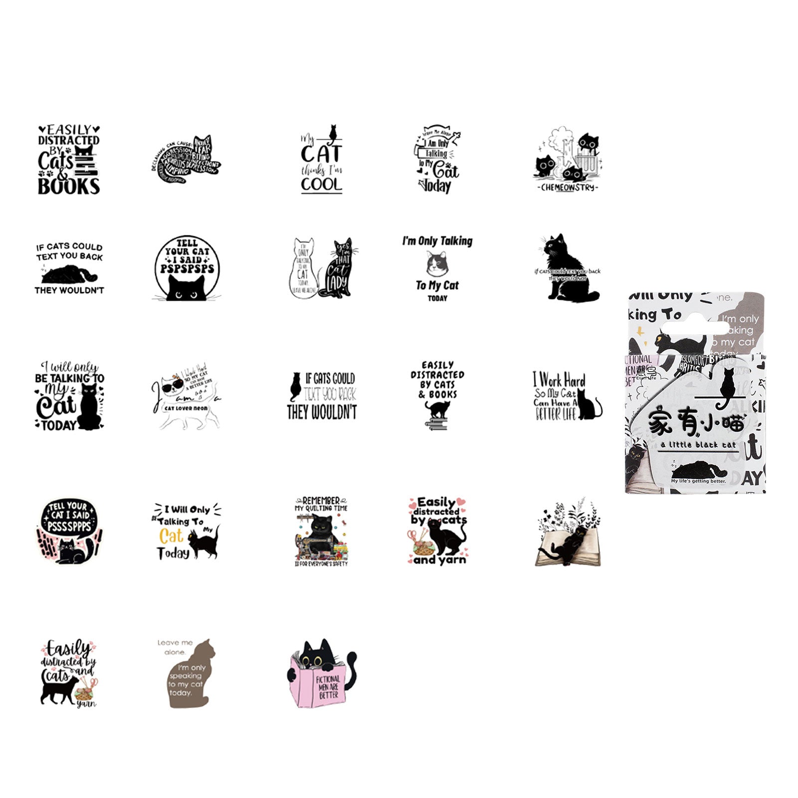 46 Pcs Cat Themed Stickers JYXM