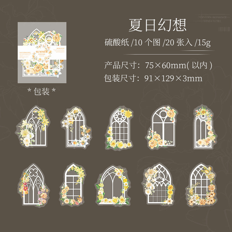 20 Pcs White Windows Themd Stickers LMCT