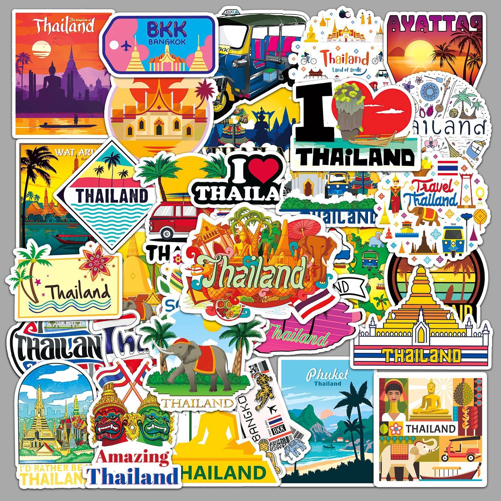 50Pcs Thailand Travel Vinyl Stickers TRV01