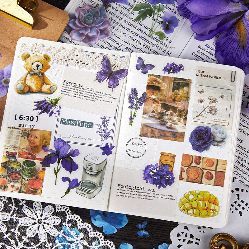 20 Sheets Flower Green Leaf PET Stickers Book LJHJ