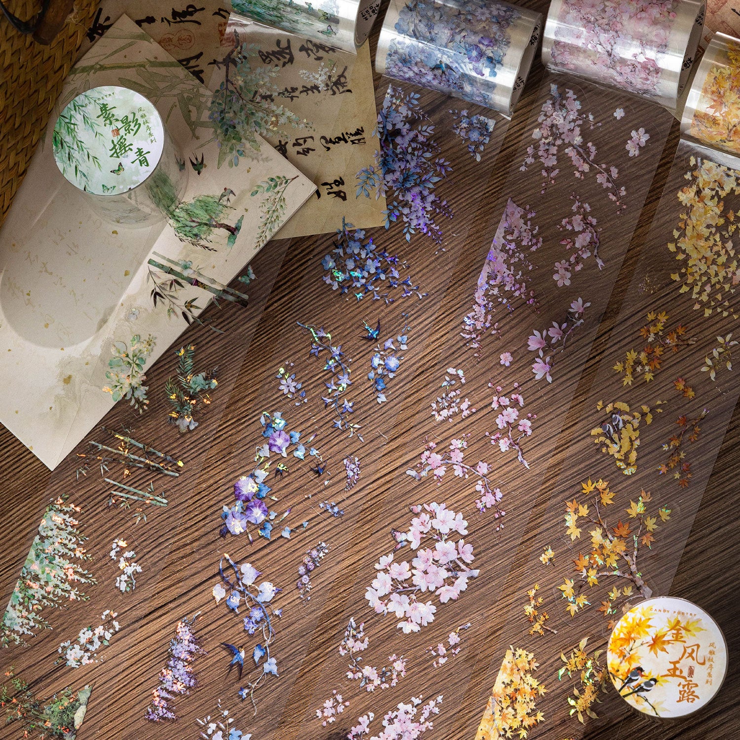 1 Roll Flower Branches PET Sticker Tape FYZX