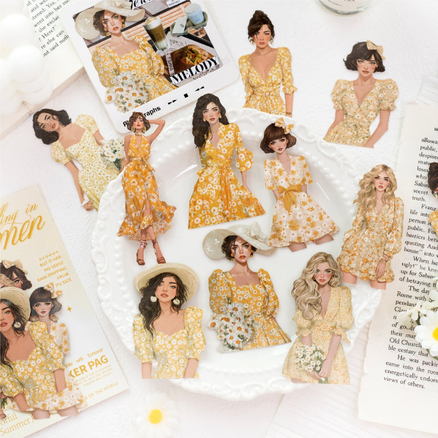 10 Pcs Summer Lady Girl PET Stickers ZRXR