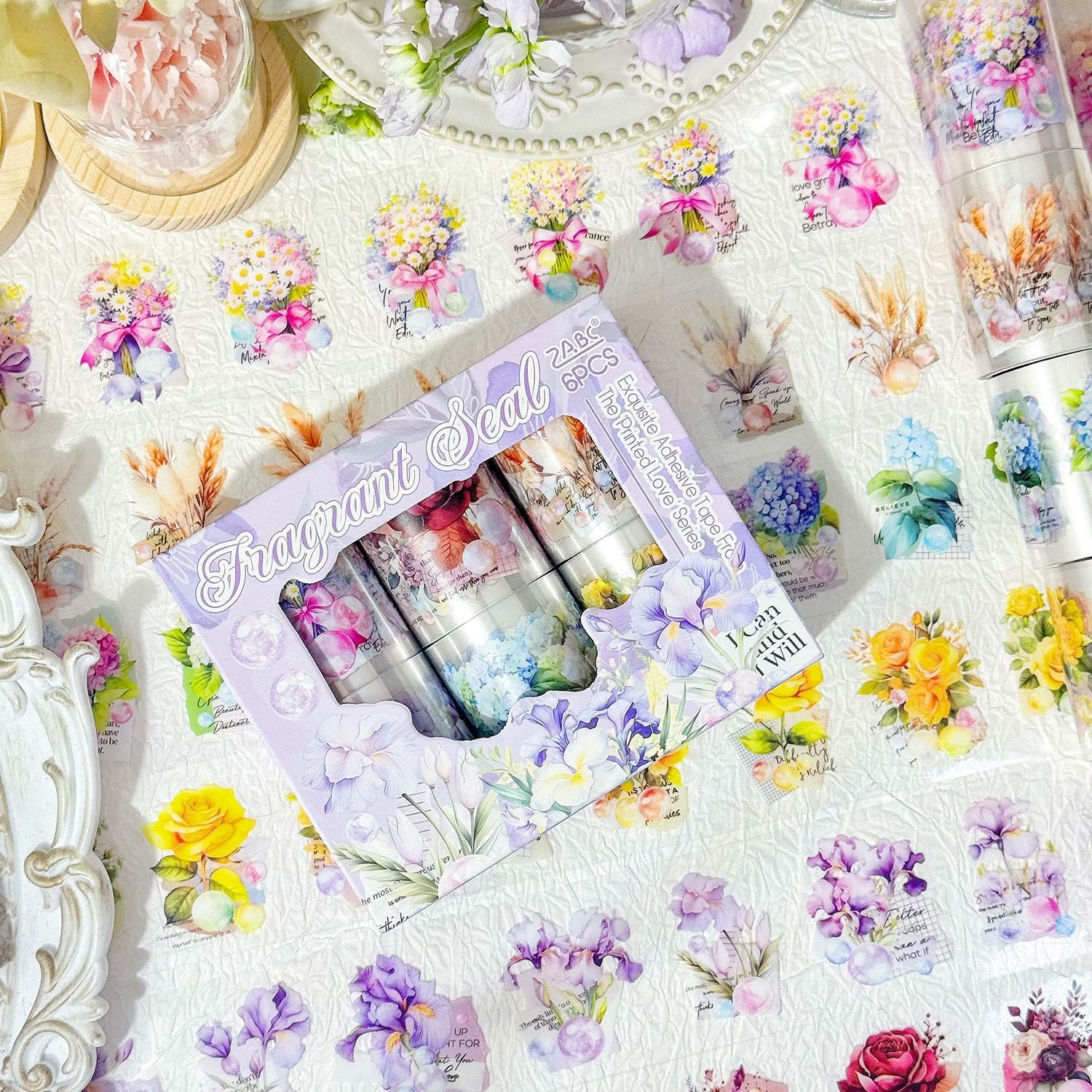 6 Rolls Flower PET Stickers Tape YHQS