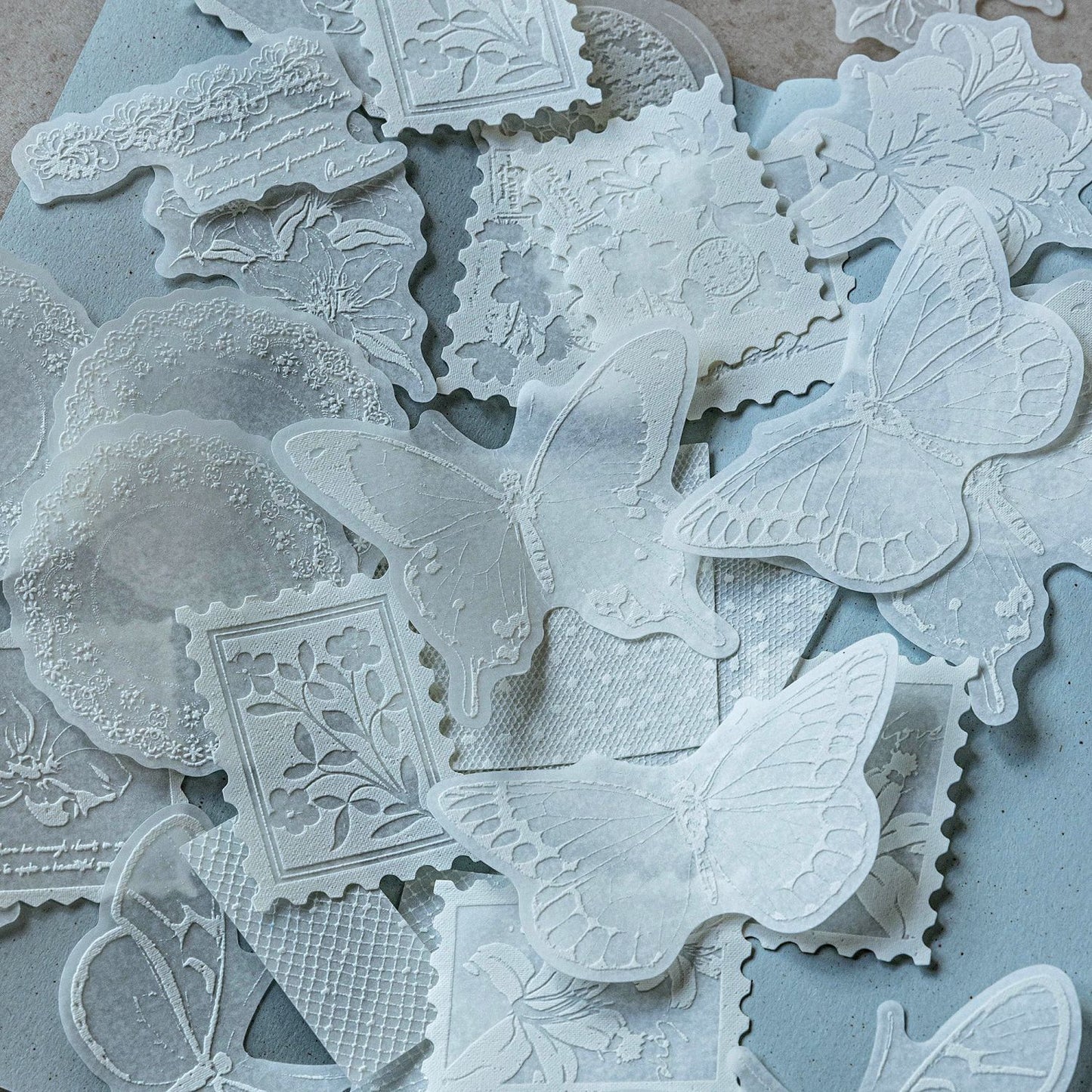 20 Pcs White Botanical Stickers BWSZ