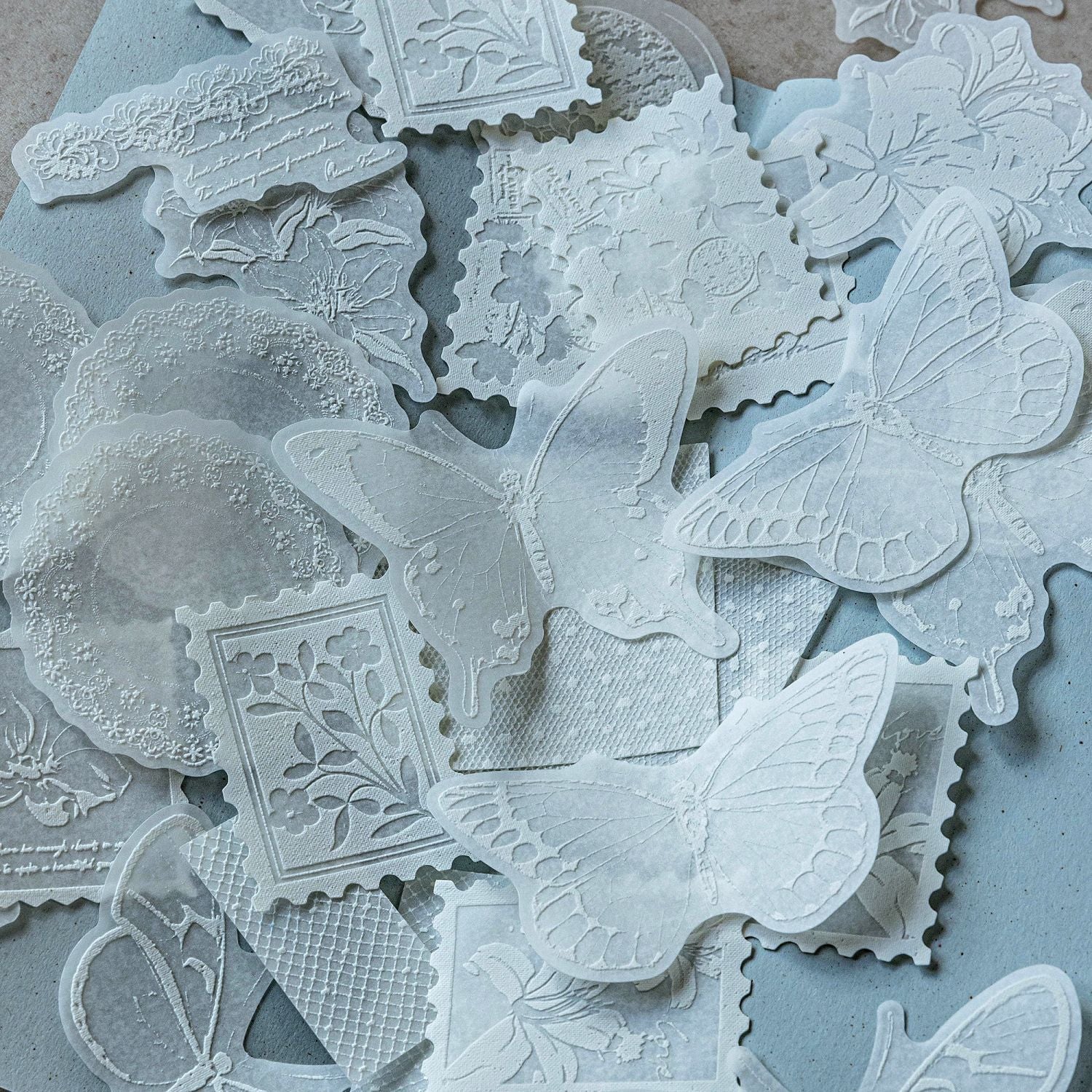 20 Pcs White Botanical Stickers BWSZ