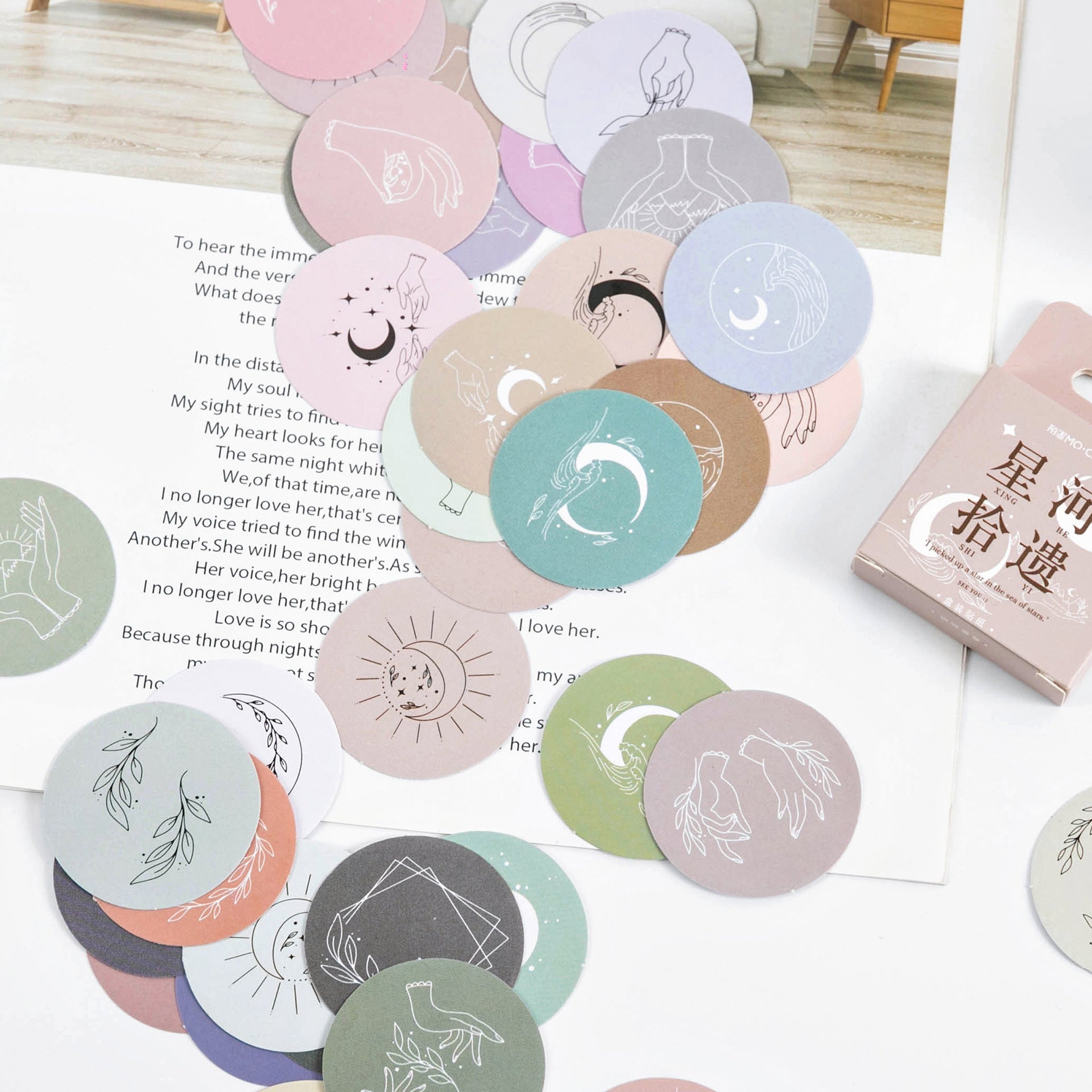 45 Pcs Moon Theme Stickers XHSY