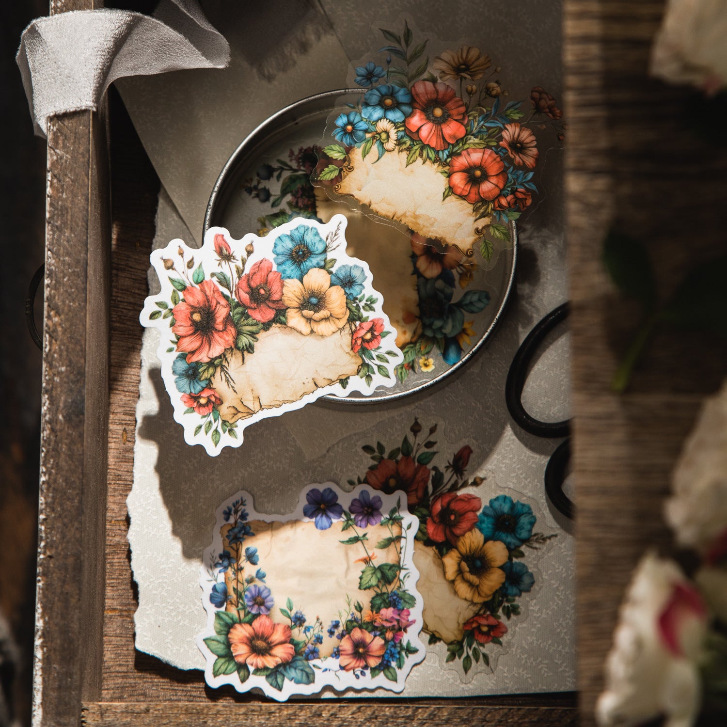 20 Pcs Flower Themed PET and Washi Stickers HDYY