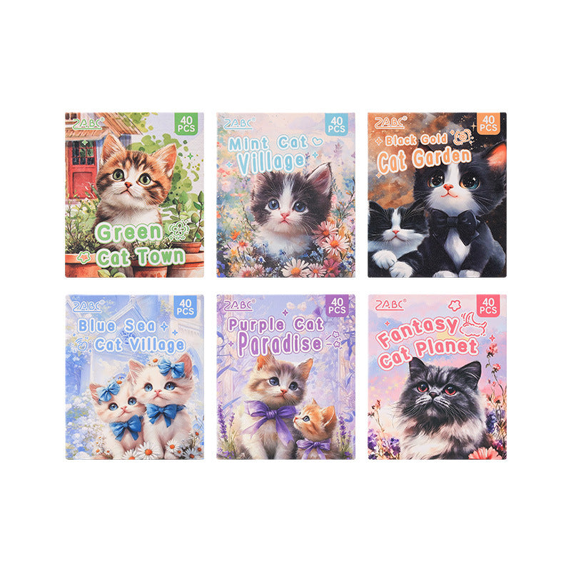 40 Pcs Cat Theme PET Stickers MMXZ