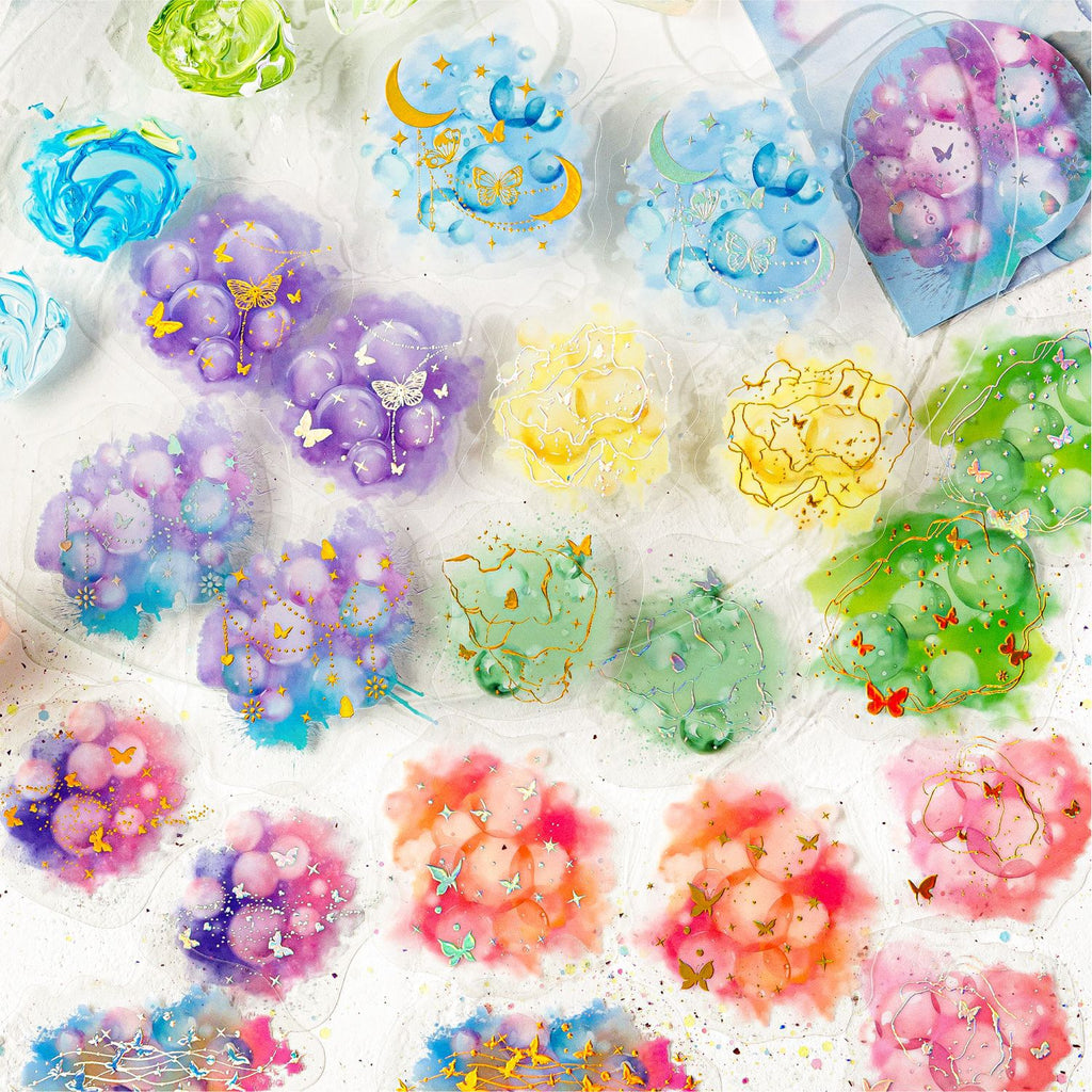20 Pcs Watercolor Theme PET Stickers LGMJ