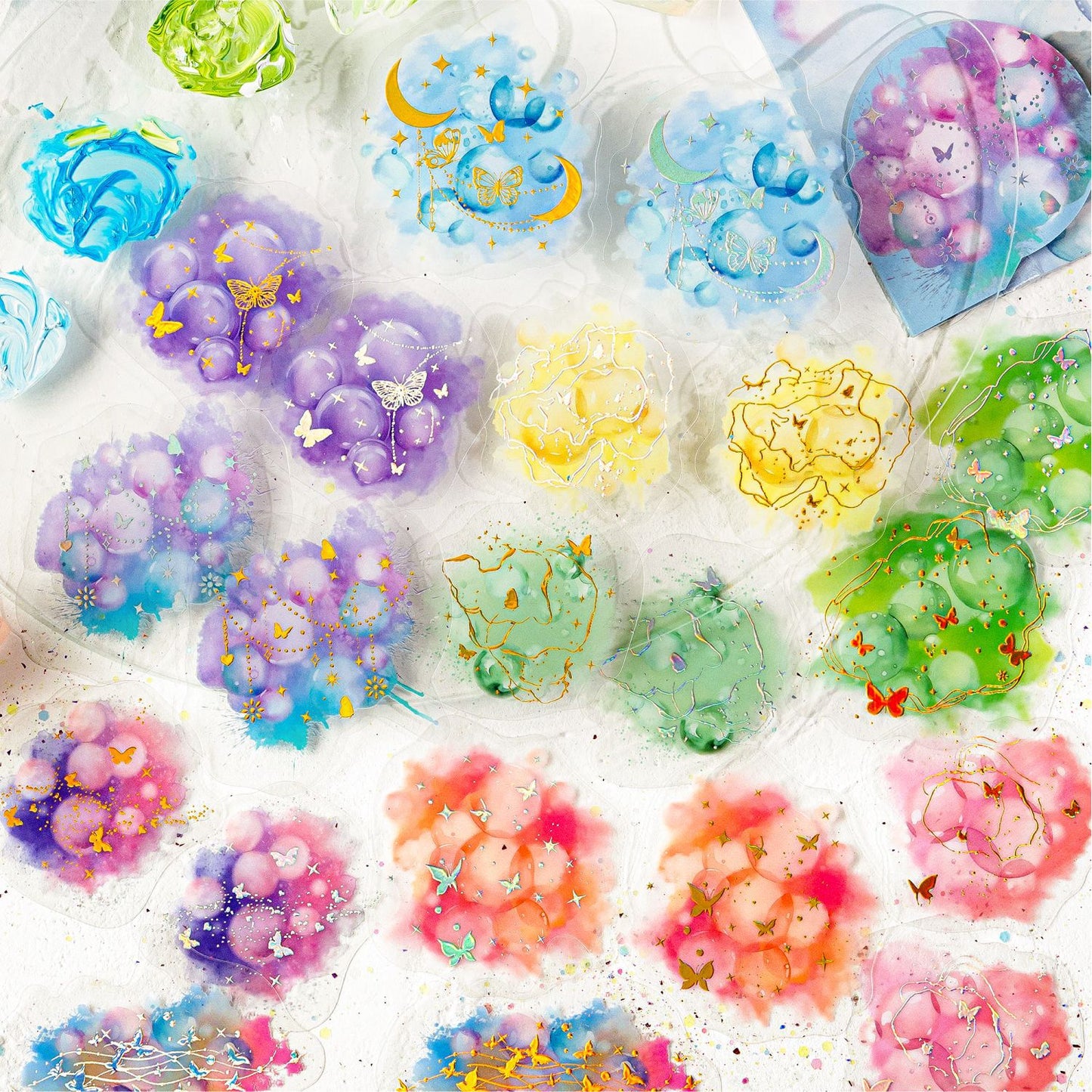 20 Pcs Watercolor Theme PET Stickers LGMJ