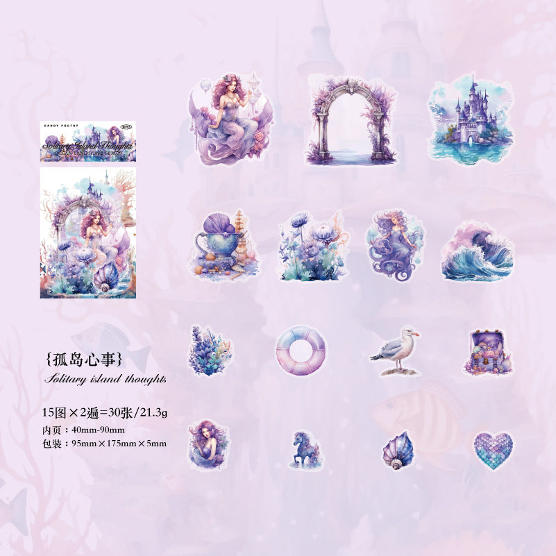 30 Pcs Ocean Landscape PET Stickers HYJG