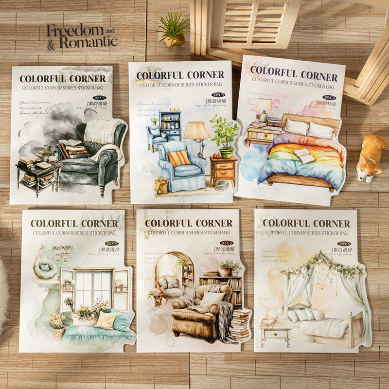 30 Pcs Watercolor Furniture Quote PET Stickers BLJL