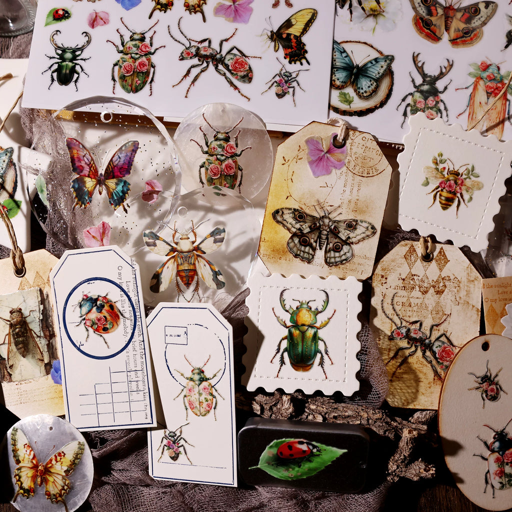 2 Sheets Waterproof Rub on Stickers - Insects