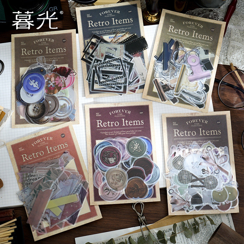 50 Pcs Vintage Journal Stickers HJSY