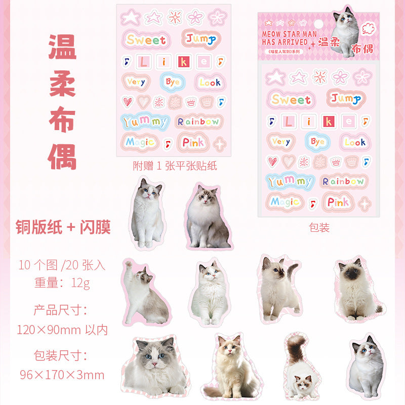 20 Pcs Cute Cat Stickes MXRJD