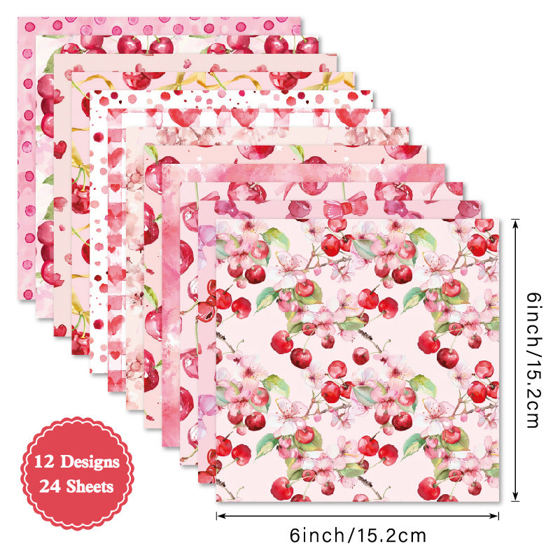 6 inch Cherry Scrapbook Paper Pad SKP593