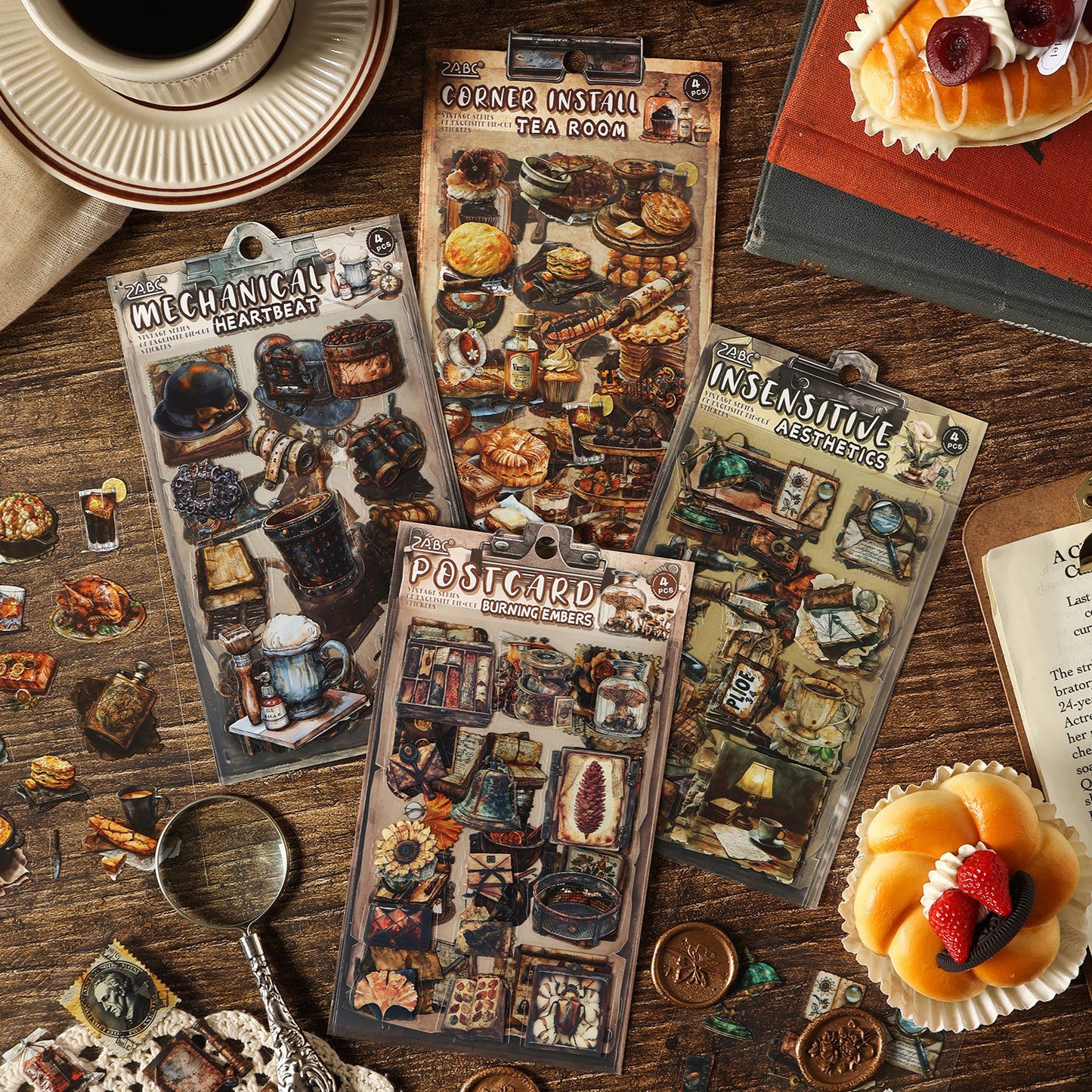 4 Sheets Vintage Junk Journal Stickers GZJW