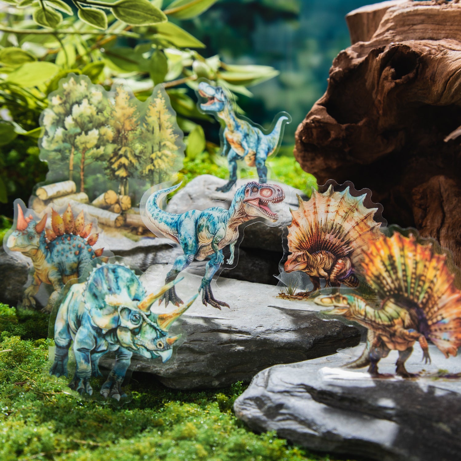 15 Pcs Dinasour PET Stickers KLSJ