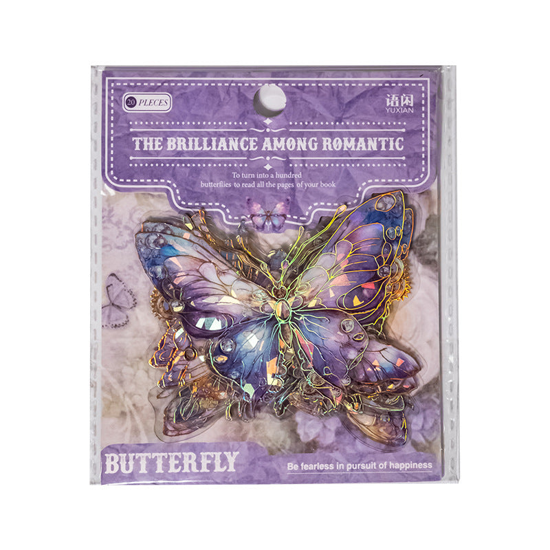 20 Pcs Holographic Butterfly Stickers LMBZ