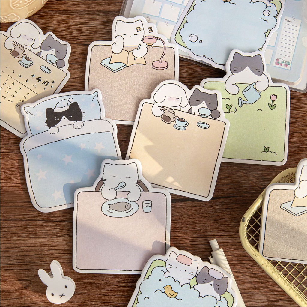 Kawaii Cozy Cat Life Die-Cut Sticky Notes - Study