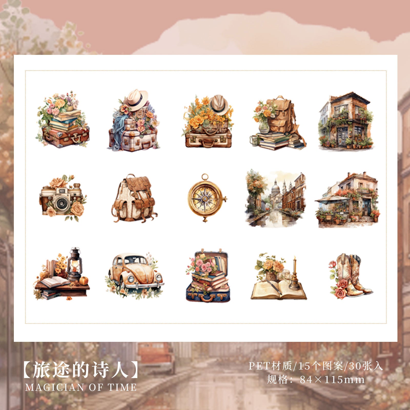 30 Pcs Vintage PET Stickers SHMSS