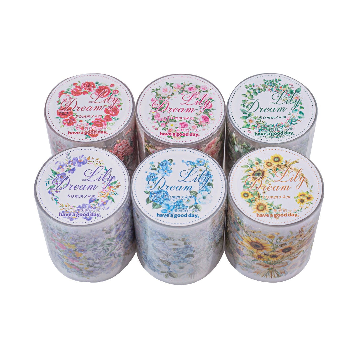 1 Roll Flower Theme PET Stickers Tape HRMXL