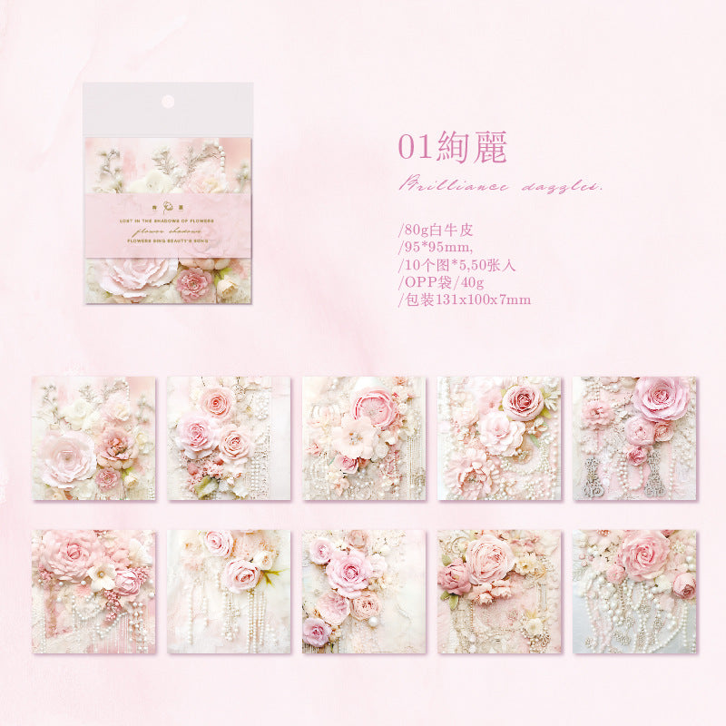 50 Pcs Floral Scrapbook Paper HYMZ