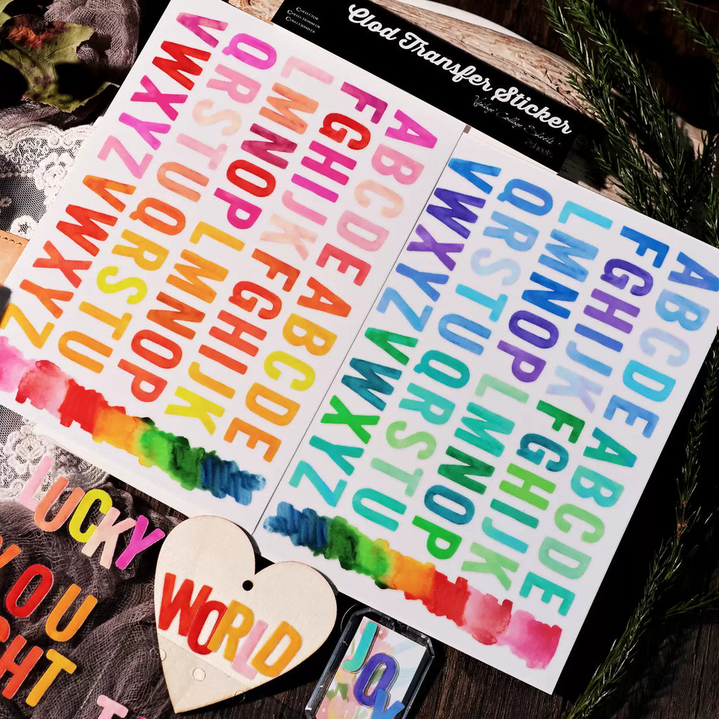 2 Sheets Waterproof Rub on Stickers - Alphabet Letter