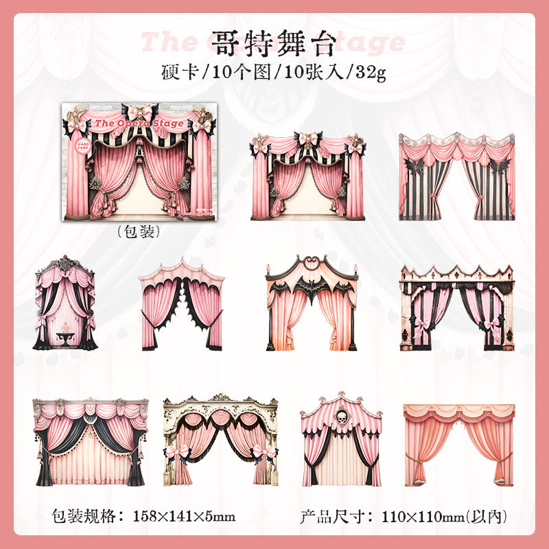 10 Pcs Opera Stage Theme Cardstock Paper GJWT