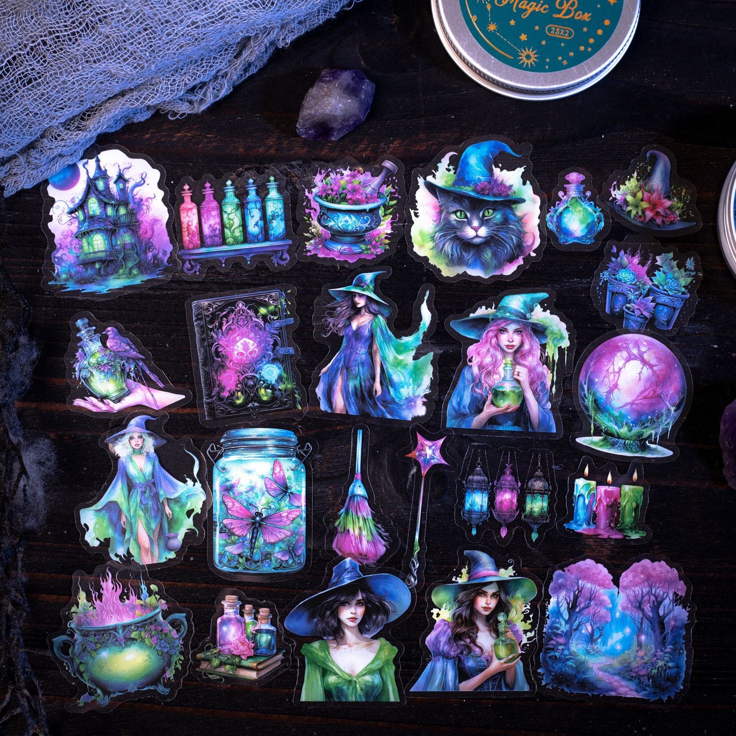 50 Pcs Witch Magic PET Stickers NVMF