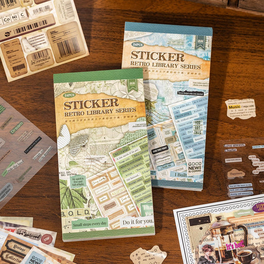 24 Sheets Vintage Words Quote Stickers Book FGCSS