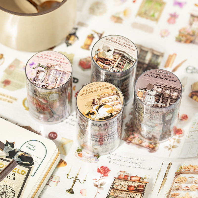1 Roll Vintage Lifestyle PET Stickers Tape QRNF