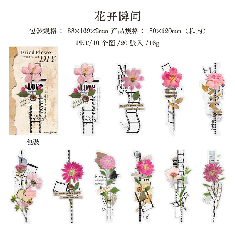 20 Pcs Natuer Plant Flower Collage Stickers GHSZ