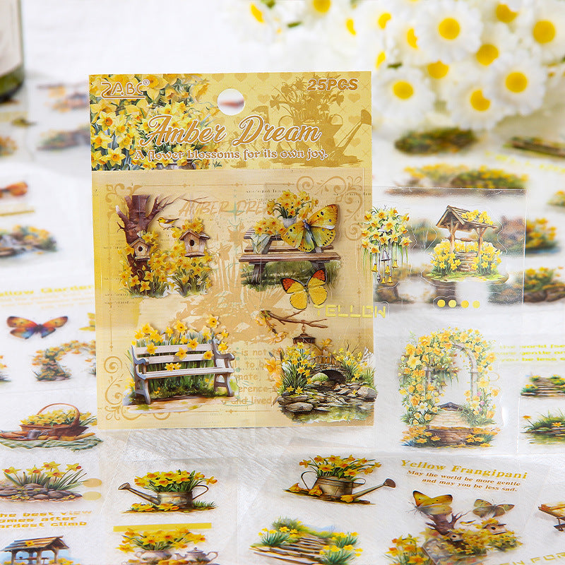 25 Pcs Flower Garden PET Stickers XXHJ