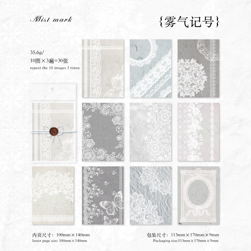 30 Sheets Lace Theme Scrapbook Paper LSXJ