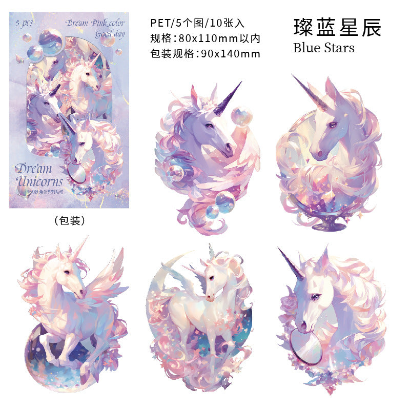 10 Pcs PET Unicorn Stickers MJDJS