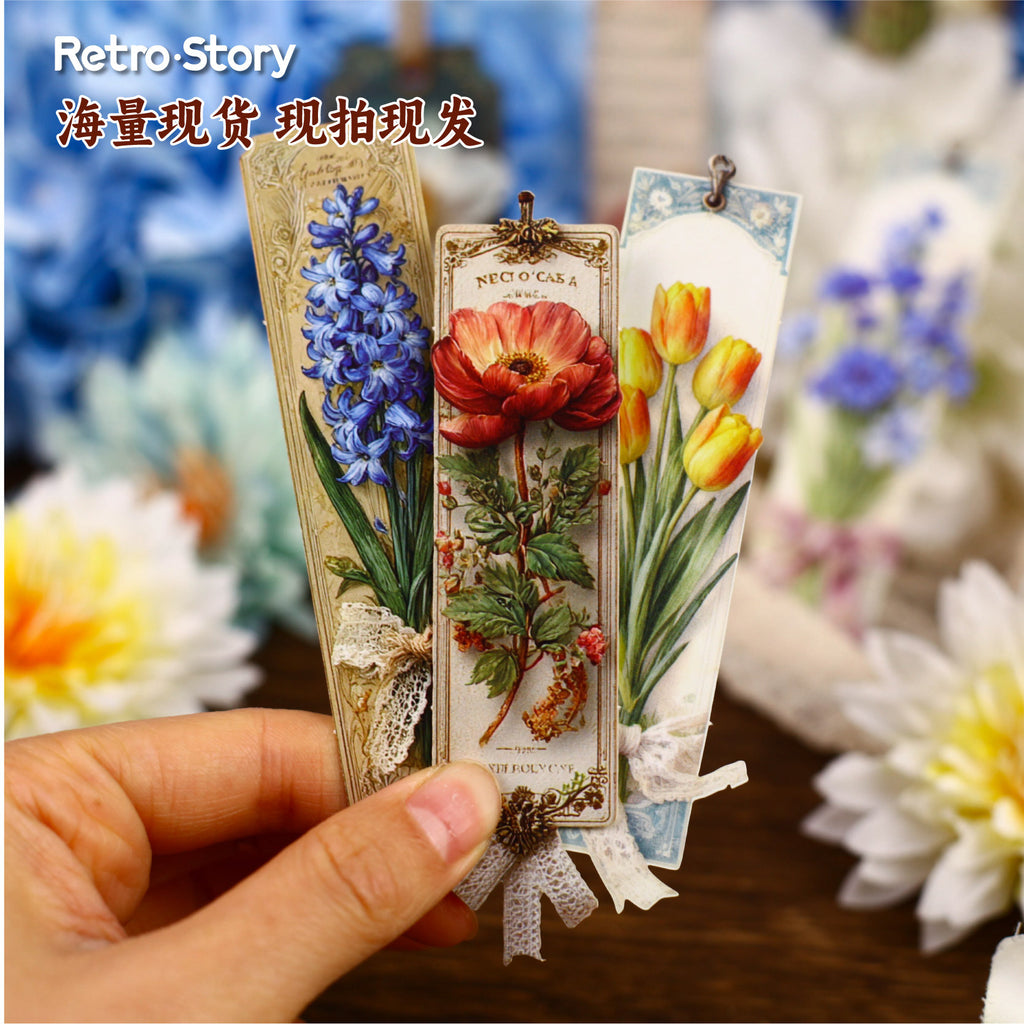 15 Pcs Vitnage Floral Cardstock Stickers SJXL