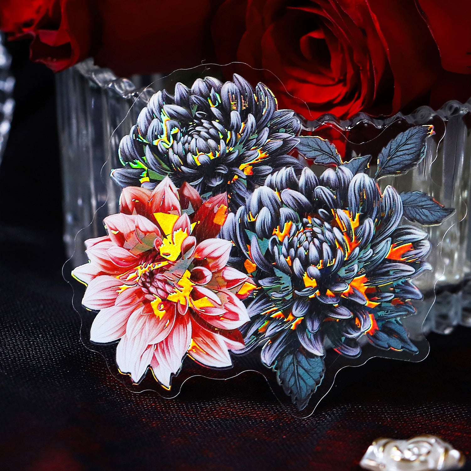 10 Pcs PET Flower Stickers HYH