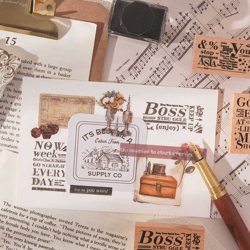 8 Pcs Words Theme Wooden Stamp Set MYYH