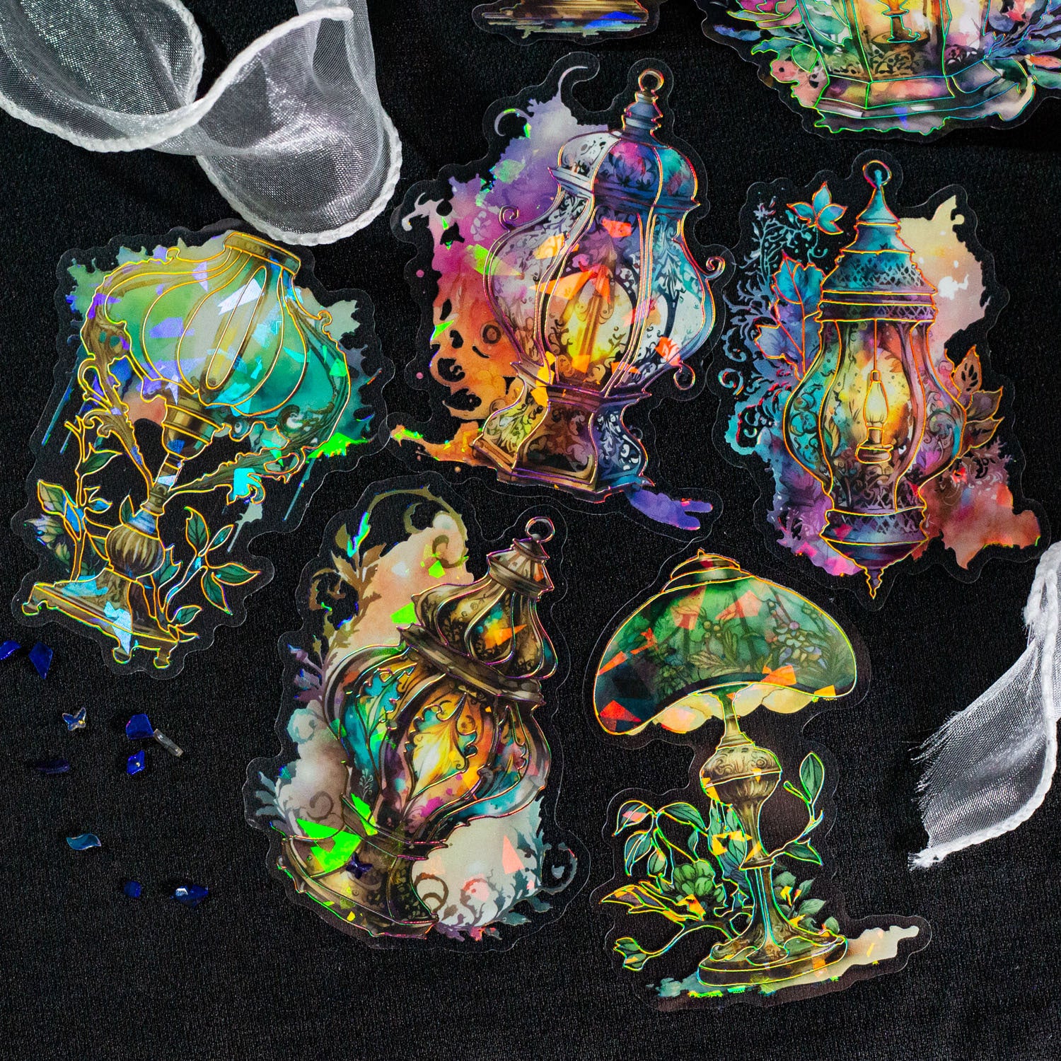 10 Pcs Glitter PET Stickers MJZS