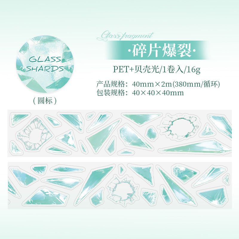 1 Roll Glass Fragments PET Stickers Tape BLSP