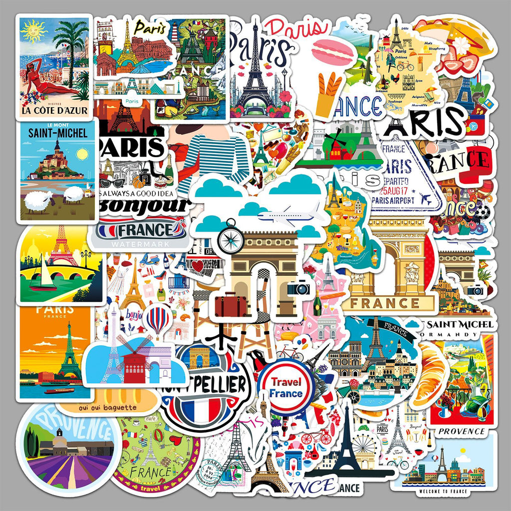 50Pcs France Travel Vinyl Stickers TRV06
