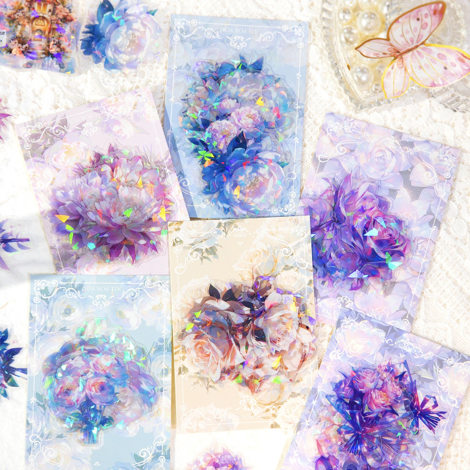 20 Pcs Rainbow Flowers PET Stickers CHDHH