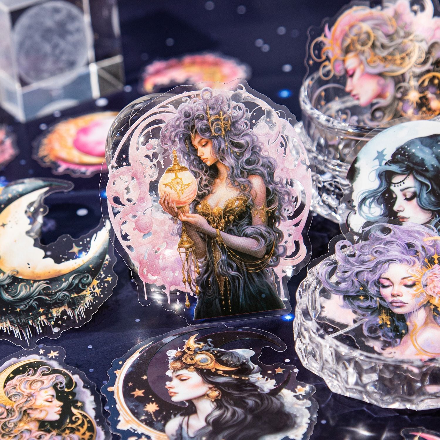 30 Pcs Moon Theme PET Stickers YLNS