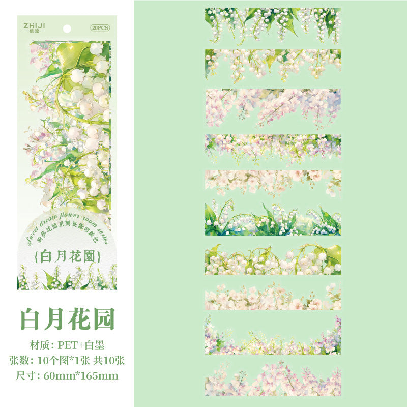 10 Pcs Flower Vine PET Stickers QMHJ