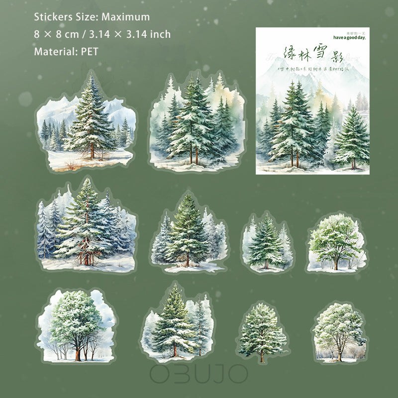 20 Pcs Winter Tree PET Stickers XZSY