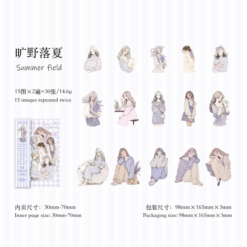 30 Pcs Fashion Girl PET Stickres BSLR