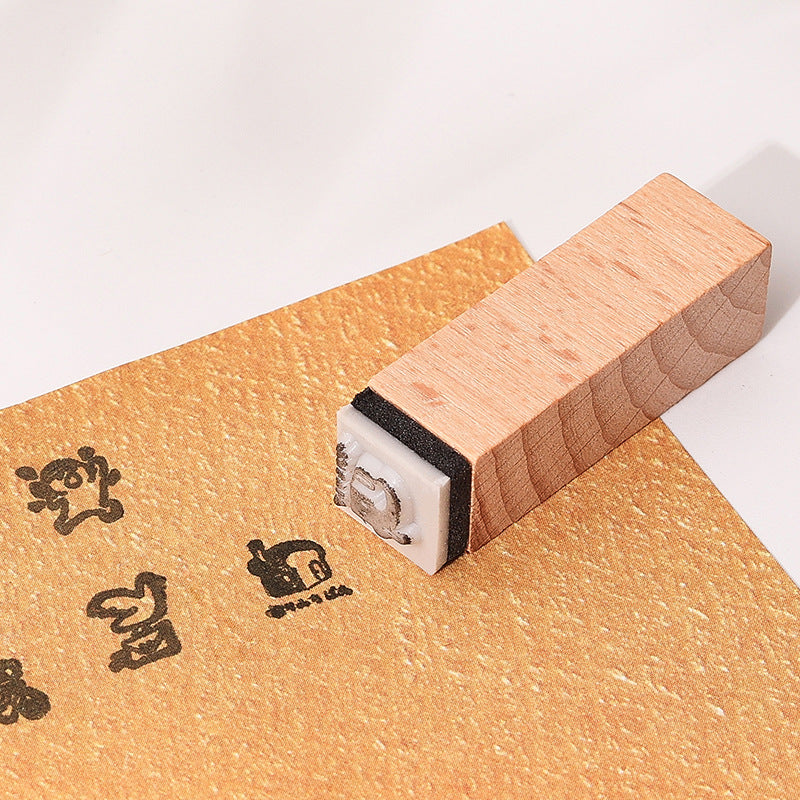 24 Pcs Cute Daily Life Wooden Stamp XQYJ